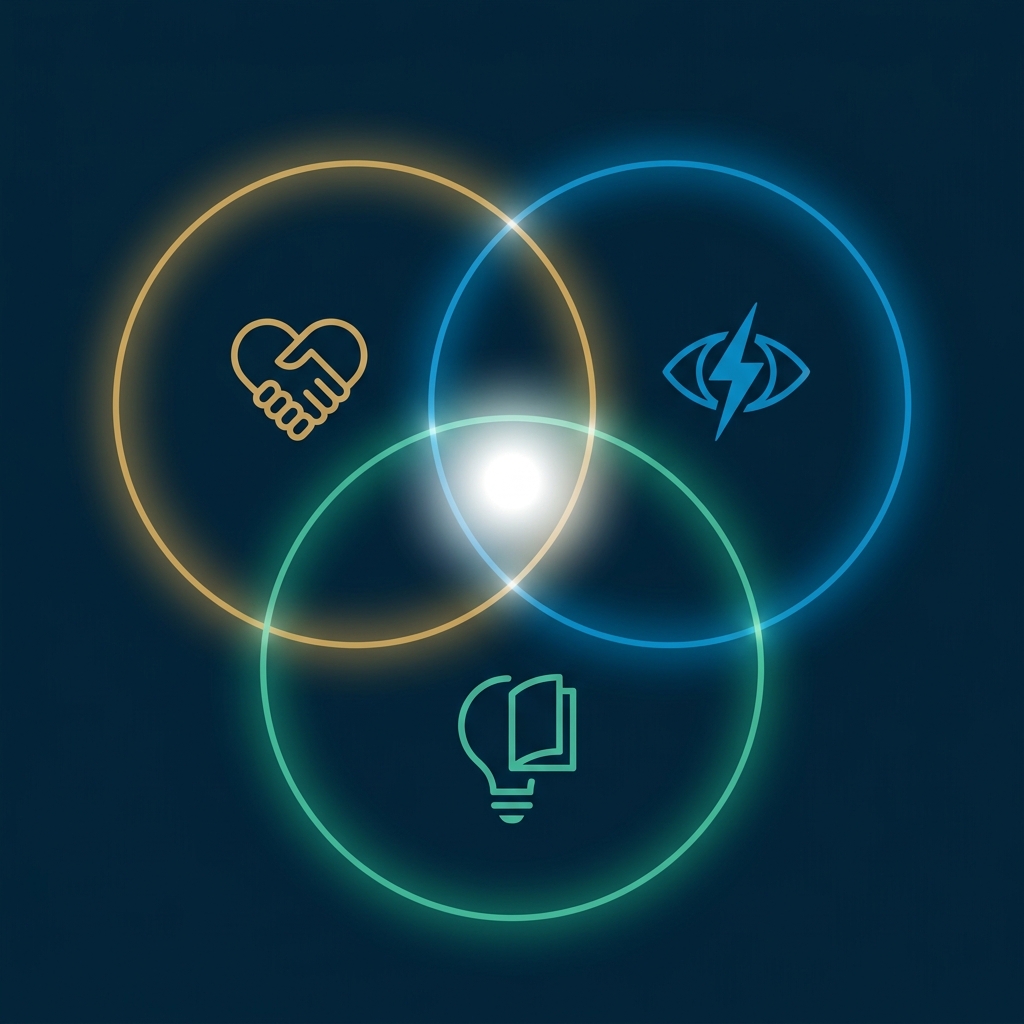 Three overlapping circles representing Trust, Attention, and Value content types — where all three overlap is the ideal content strategy